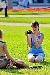 Girl in the park up the skirt